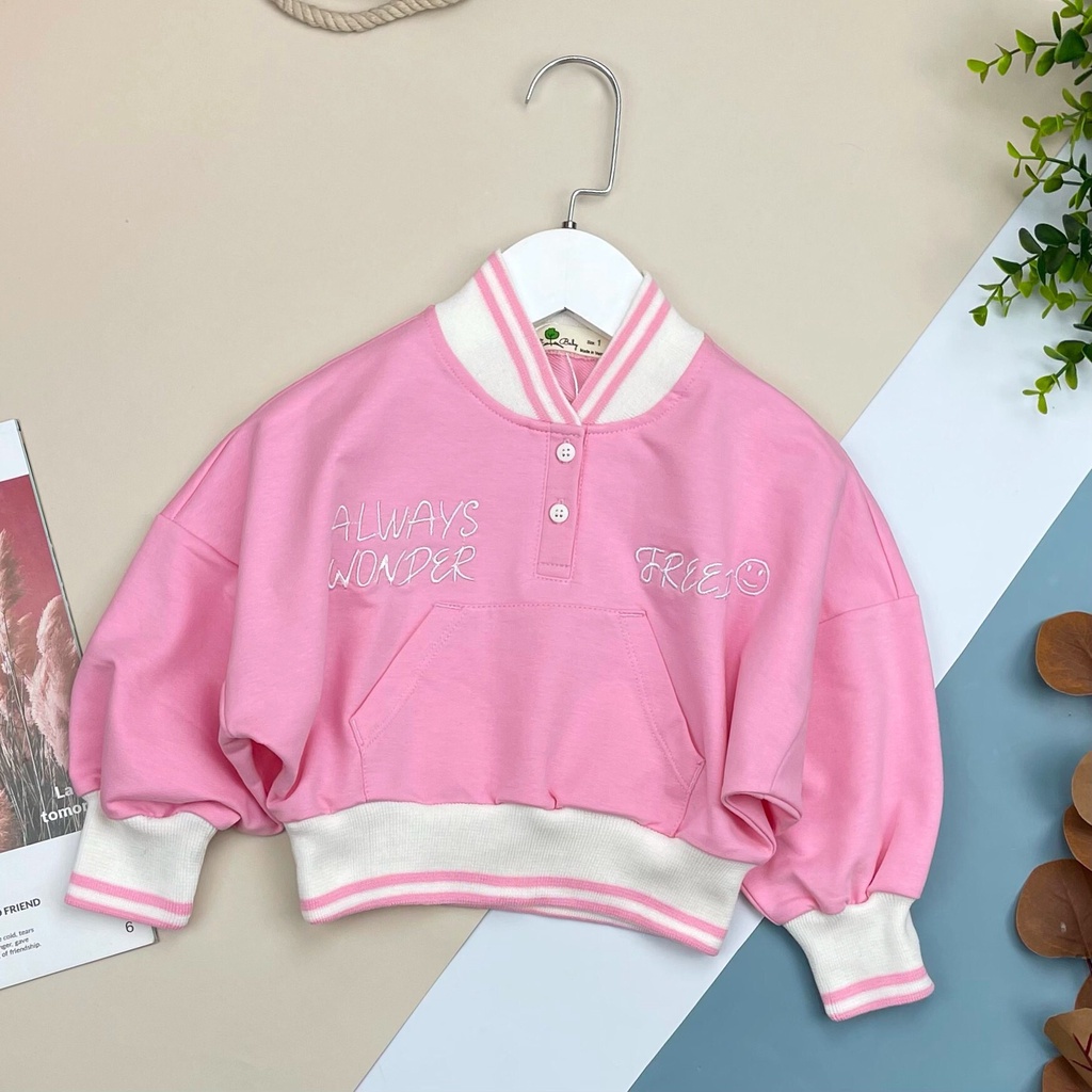 Áo nỉ bé gái thêu bo lé LITIBABY 1/5T