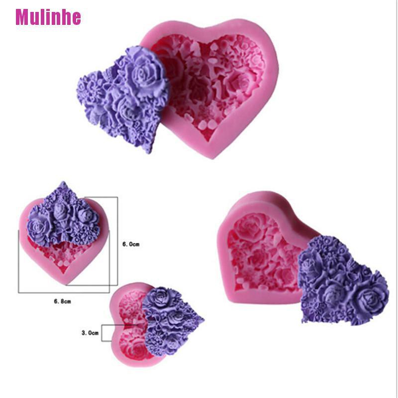 Khuôn silicon tạo hình trái tim/ bông hoa/ trái tim 3d dành cho bánh kem