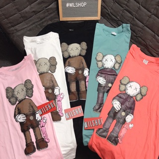 Kaws nâu & hồng 5 màu - áo unisex size usa