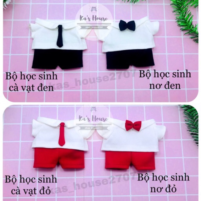 {15cm-20cm} CÓ SẴN - Bộ học sinh, outfit doll, outfit cho doll