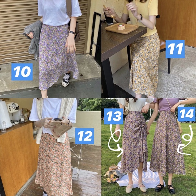 SẴN | Chân váy midi hoa voan