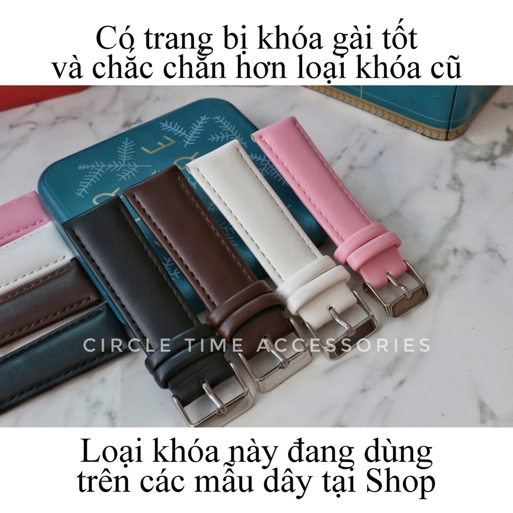 Dây da đồng hồ chất liệu PU chống nước đủ size kèm khóa và chốt