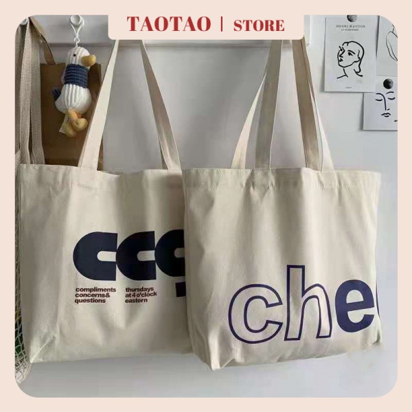 Túi Xách Vải Canvas Cỡ Lớn Có Khóa Kéo Phong Cách Hàn Quốc Thời Trang Cho Nữ