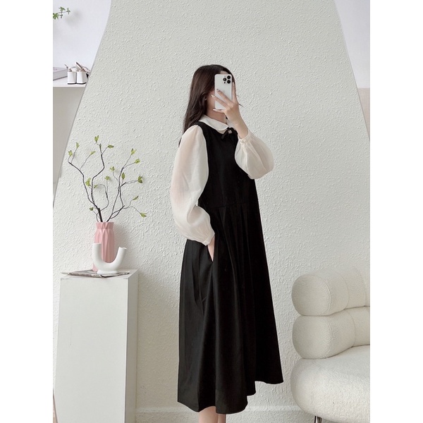 set váy yếm kèm áo