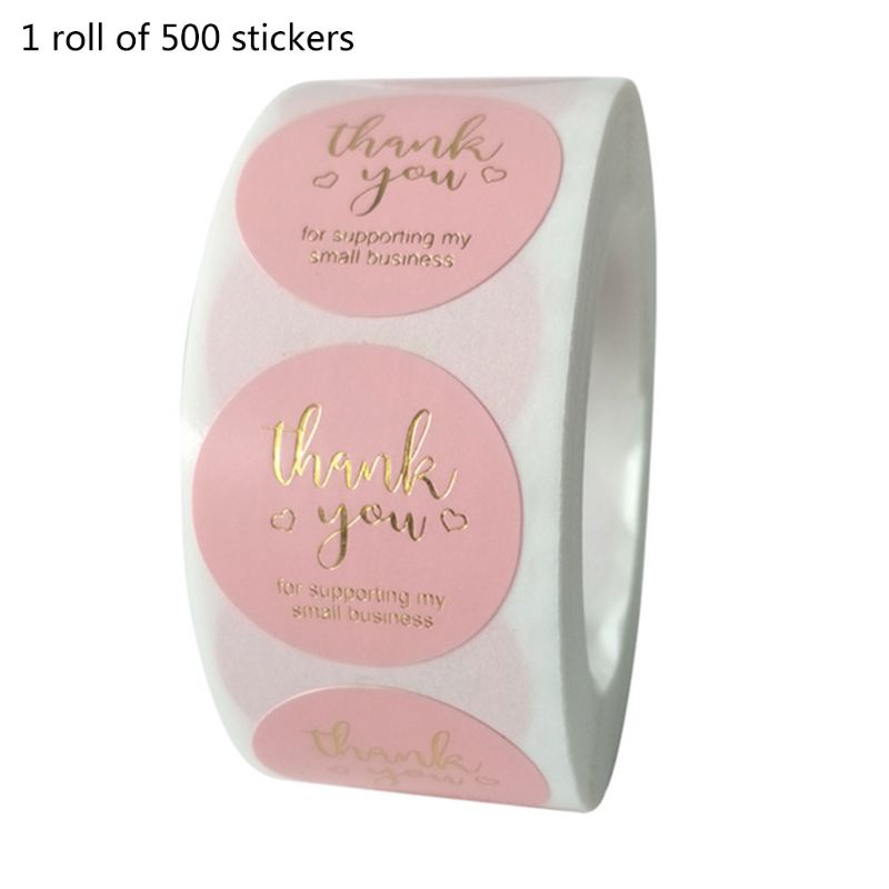 Cuộn 500 miếng dán chữ Thank you màu vàng/bạc trang trí cho cửa hàng đám cưới