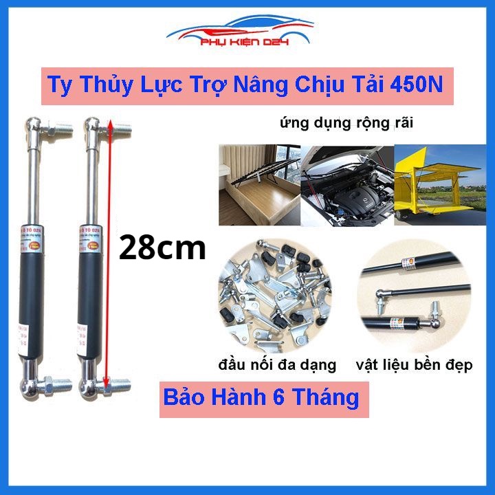 [450N-28cm] 1 Chiếc ty cốp ô tô thanh thủy lực chống cửa chiều dài 28cm chịu tải 45kg-450N đầu kết nối đa dạng