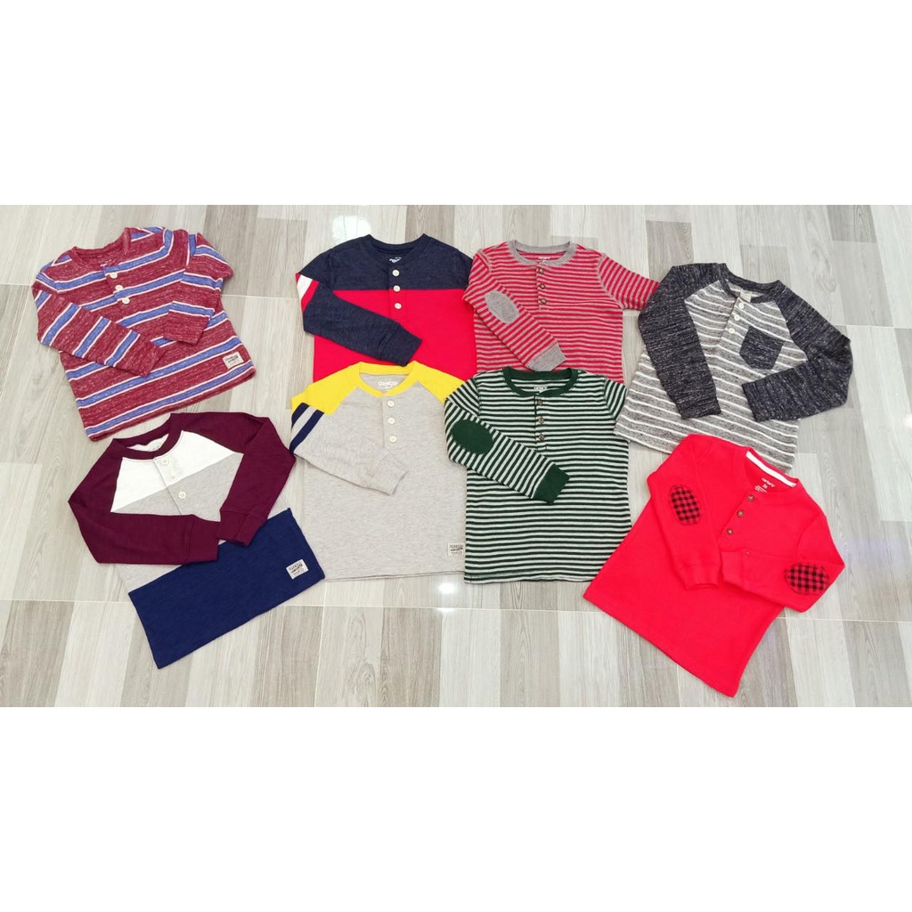 Áo Thun Tay Dài Xuất Dư Mẫu Raglan Sọc Bé Trai 1-2-3-4-5-6-7