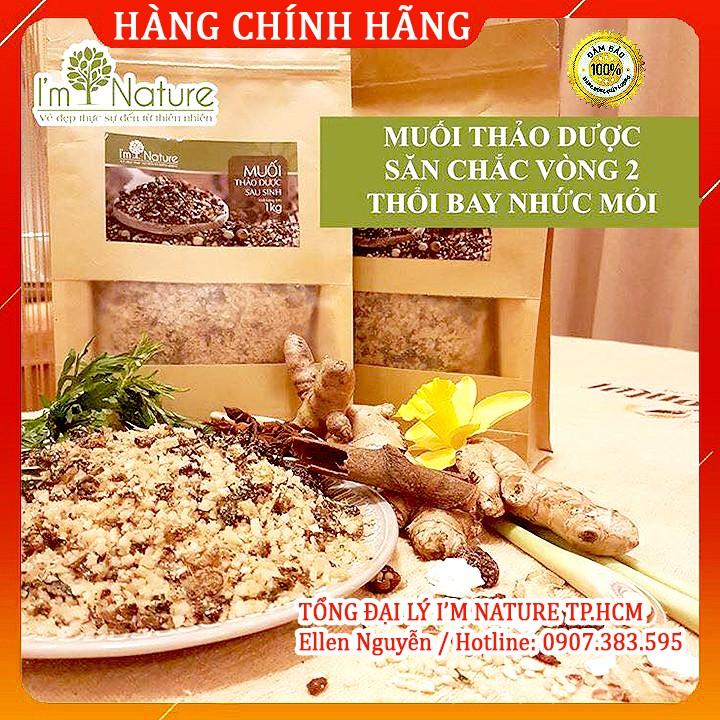 Combo Sau Sinh: Muối Thảo Dược + Rượu Gừng & Nghệ Hạ Thổ 3 Năm + Tặng Đai Quấn Cho Mẹ Sau Sinh I'm Nature - Shop Mẹ Gấu