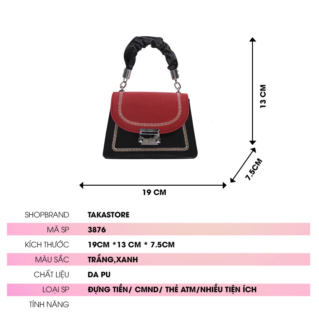 Túi xách nữ đẹp đeo chéo nữ quai xích thiết kế thời trang Hàn Quốc 876