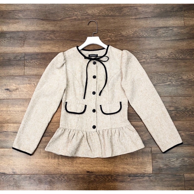 Áo dạ peplum muối tiêu