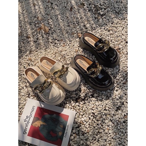 GIÀY OXFORDS THẤP CỔ MŨI TRÒN TO ULZZANG có xích đế thấp gót