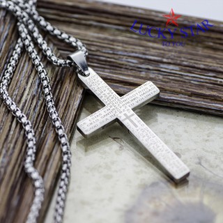 Dây chuyền thánh giá khắc kinh inox vĩnh viễn không đen