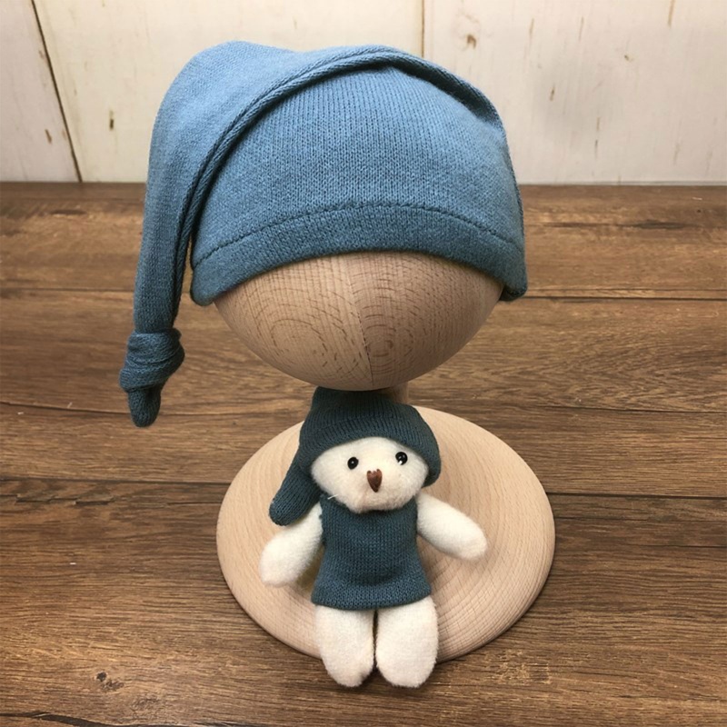 Bộ 2 Mũ Beanie Thắt Nút Dài Đuôi Làm Phụ Kiện Chụp Ảnh Cho Bé Sơ Sinh