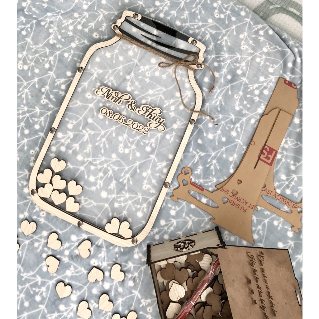 Bình Thả Tim Ký Tên Trong Suốt Hiện Đại Bắt Trend Đám Cưới | Lọ mật ong |Thao Wedding Guestbook