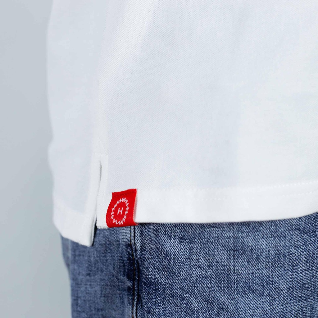 Premium Designed Polo Havias áo thun cổ V Xanh Navy kết hợp Vàng vải Cotton 100%