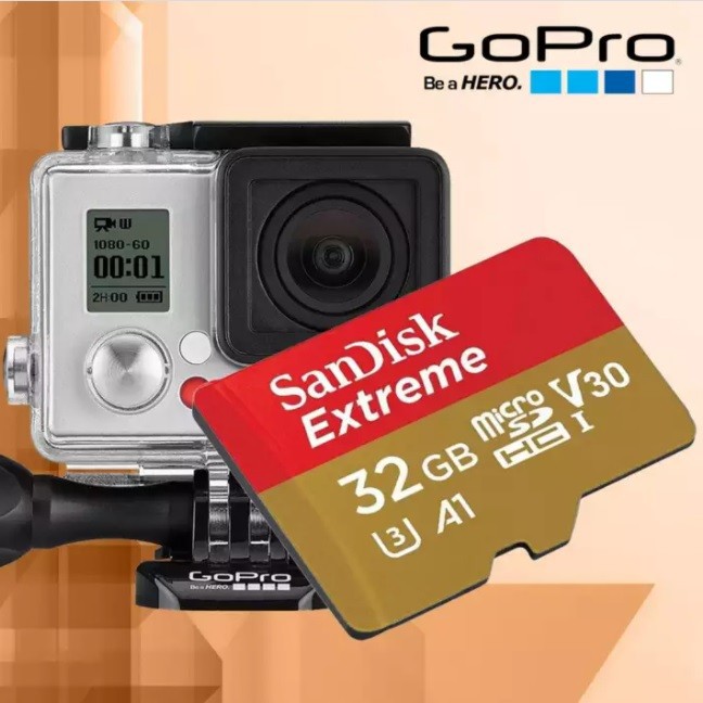 Thẻ nhớ MicroSDHC SanDisk Extreme 32GB 667X A1 V30 UHS-I U3 100MB/s - Kèm Adapter (Vàng)