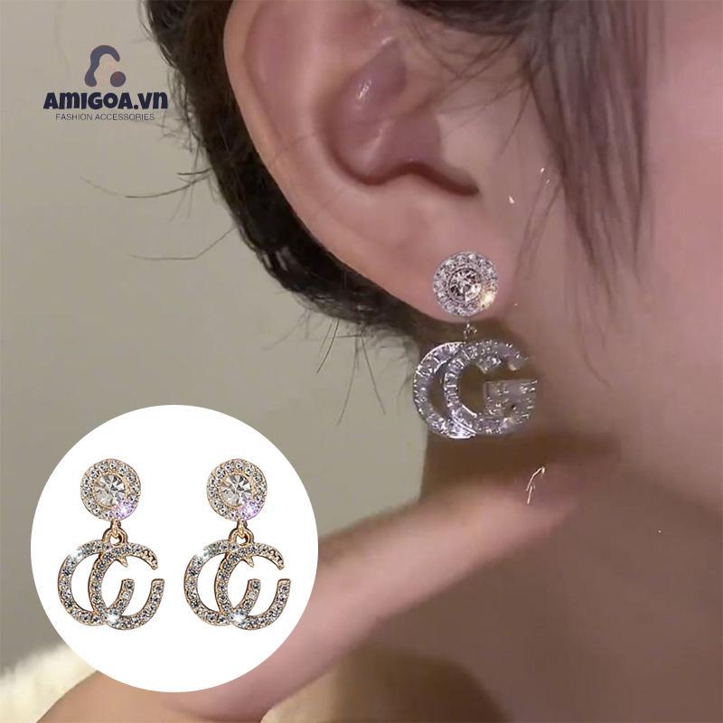 ✨✨Khuyên Tai Đính Kim Cương Lấp Lánh Chống Dị Ứng Cao Cấp Thời Trang