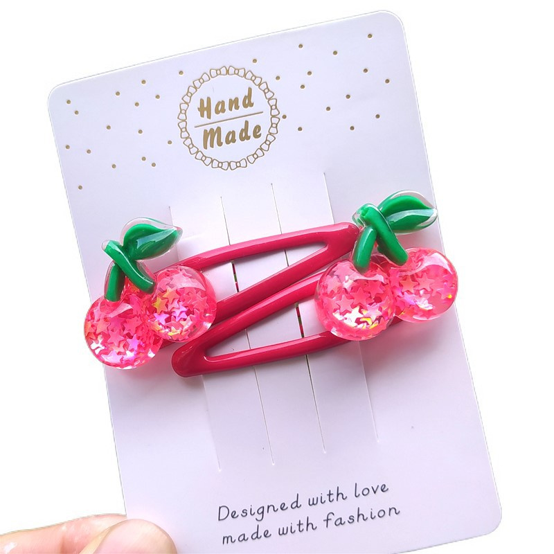 Set 2 Kẹp Tóc Hình Hoa / Cherry Dễ Thương Cho Bé Gái