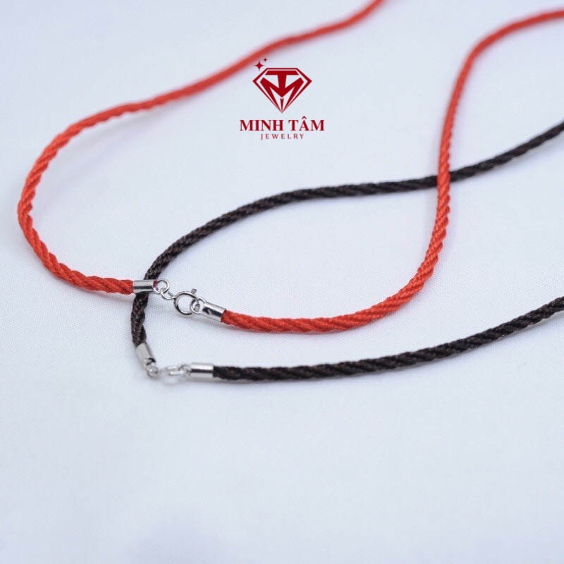 Dây dù đeo mặt dây chuyền khóa bạc,Dây đeo cổ kết hợp mặt dây chuyền móc khóa bạc-Minh Tâm Jewerly