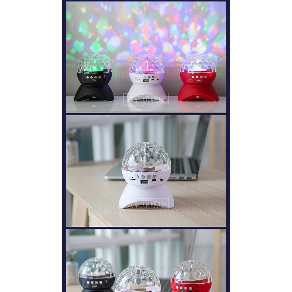 Loa Bluetooth không dây 7 màu RGB LED HIFI Mini Loa và đèn Disco Hiệu ứng âm trầm với thẻ nhớ USB3.5mm-Focus