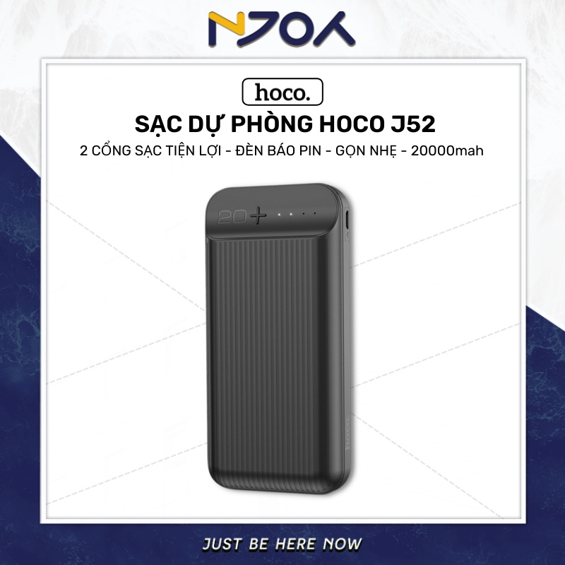 Pin Sạc Dự Phòng HOCO J52 Dung Lượng 20000mah Đèn Led Báo Pin 2 Cổng Sạc Nhanh Njoyshop