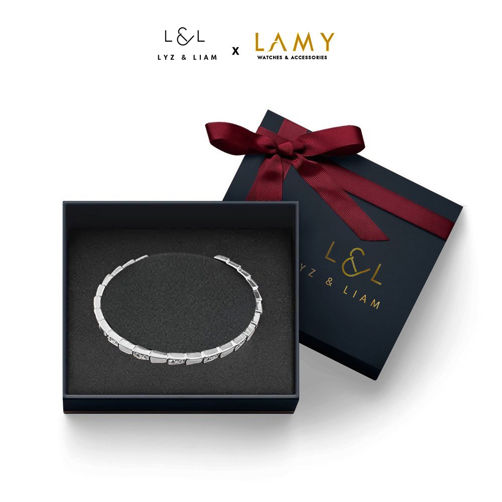 Vòng tay nữ Lyz and Liam Serpenti Viper L&L Cuff Silver LL2019SV - Gift Box Hộp quà tặng nơ đỏ
