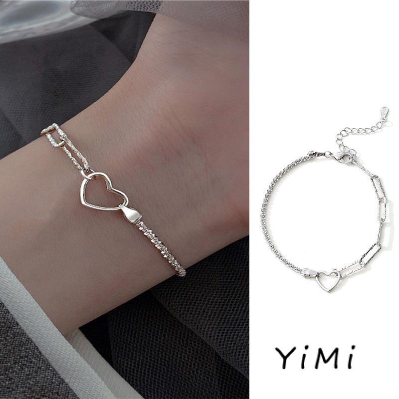 vòng tay nữ Mạ Bạc Hình Trái Tim Đôi Thời Trang Cho Nữữ