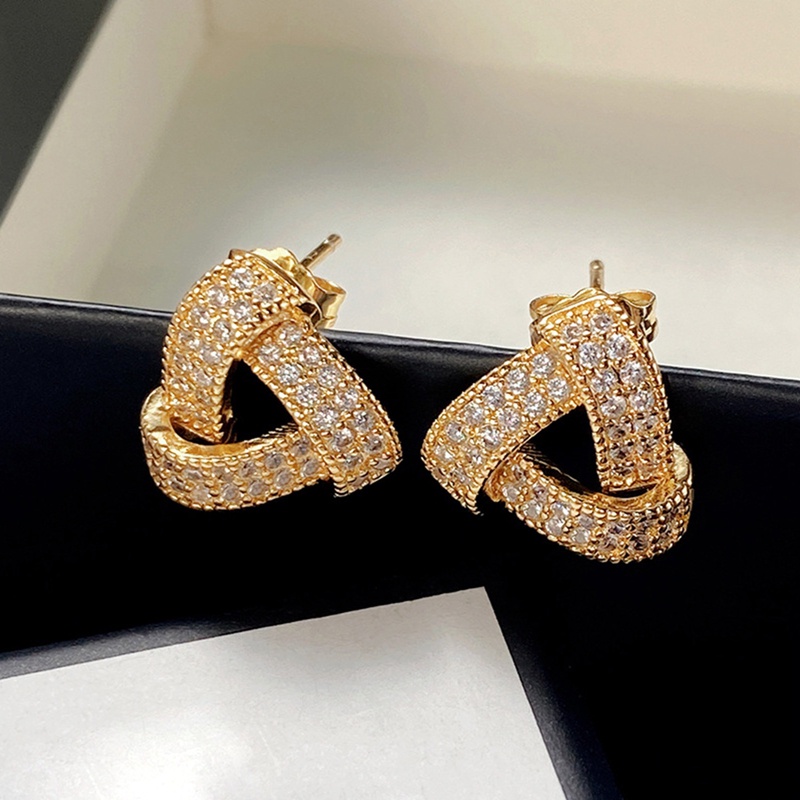 Bông Tai Tam Giác Đính Đá Zircon Thời Trang Sang Trọng