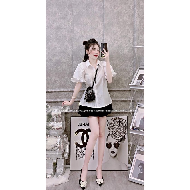 ÁO SƠ MI CỘC TRẮNG TAY CÁNH TIÊN