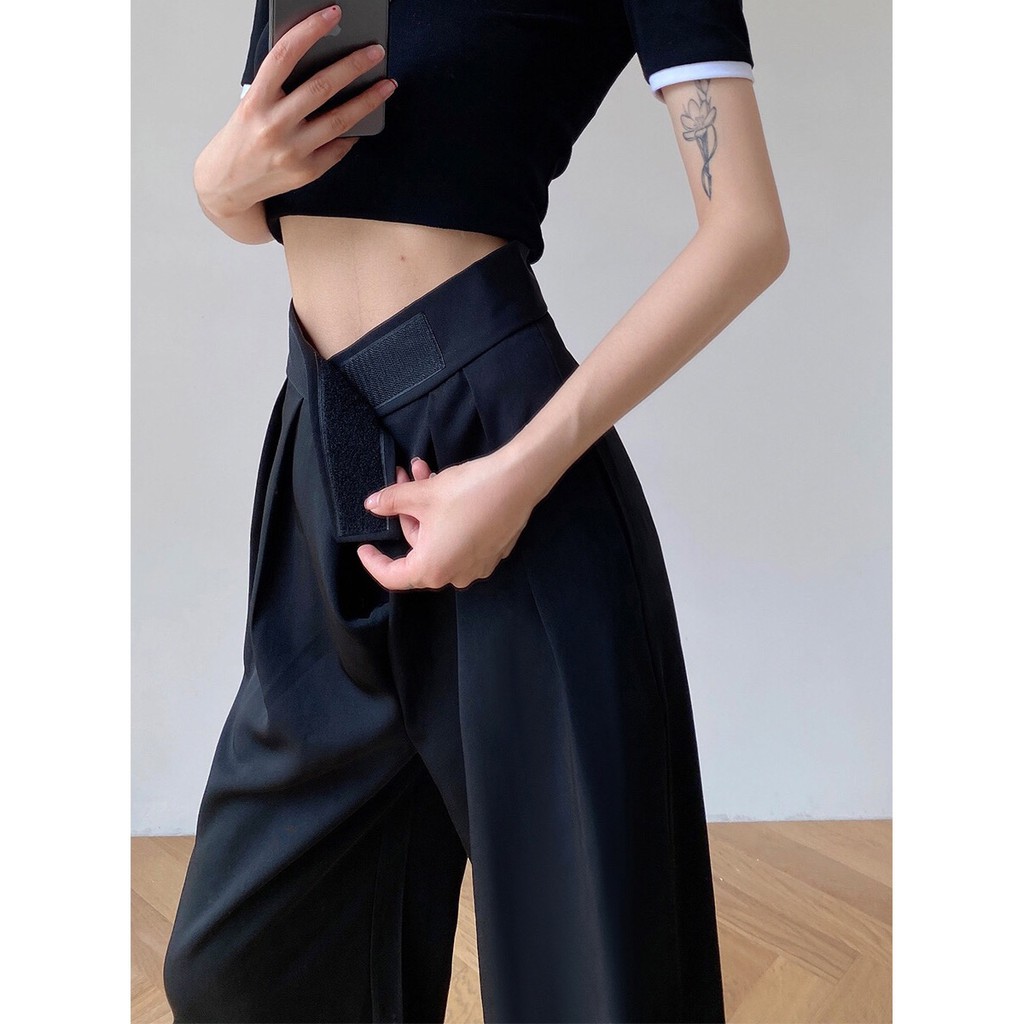 [Mã SKAMFSW175 giảm 10K đơn 50K] HÌNH THẬT ĐỘC QUYỀN TỪ TOS.CLOSET Quần tây ullzang ống rộng lưng cao - gài băng dính