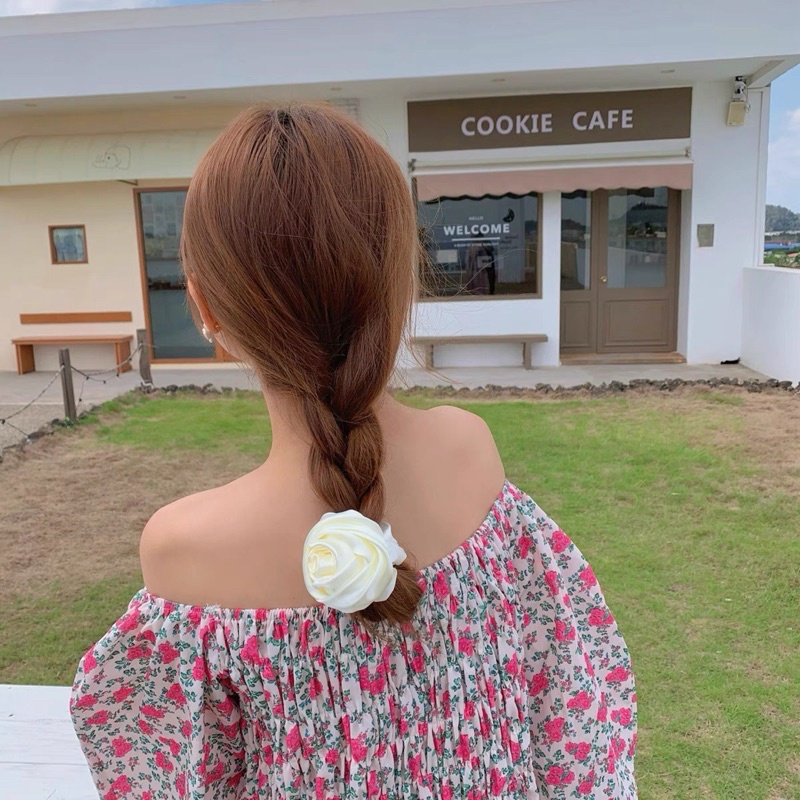 Dây buộc tóc công chúa hoa hồng retro Pháp nhẹ nhàng thanh lịch cho nữ phong cách Hàn Quốc