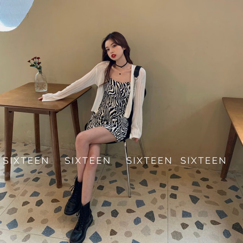 Váy Nữ, Đầm Nữ Hai Dây Kiểu Dáng Ôm Tôn Dáng Ngựa Vằn Xẻ Tà SIXTEEN. | BigBuy360 - bigbuy360.vn