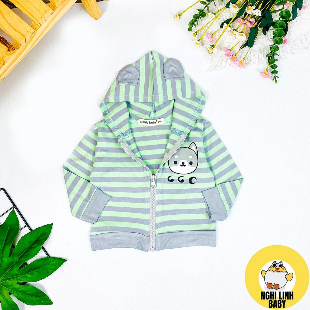 Áo Khoác cho bé gái và bé trai Minly Baby sọc dệt Visco từ 7-28kg - Nghi Linh Baby