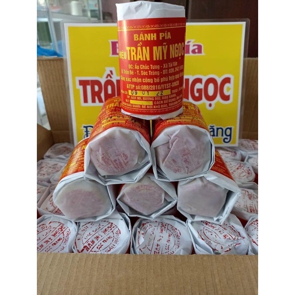 Bánh pía gói giấy hương vị xưa Trần Mỹ Ngọc nhân đậu xanh sầu riêng trứng muối 250gr/cây 4cái