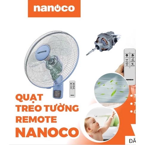 Quạt treo tường có remote Nanoco NWF1610RC-BL