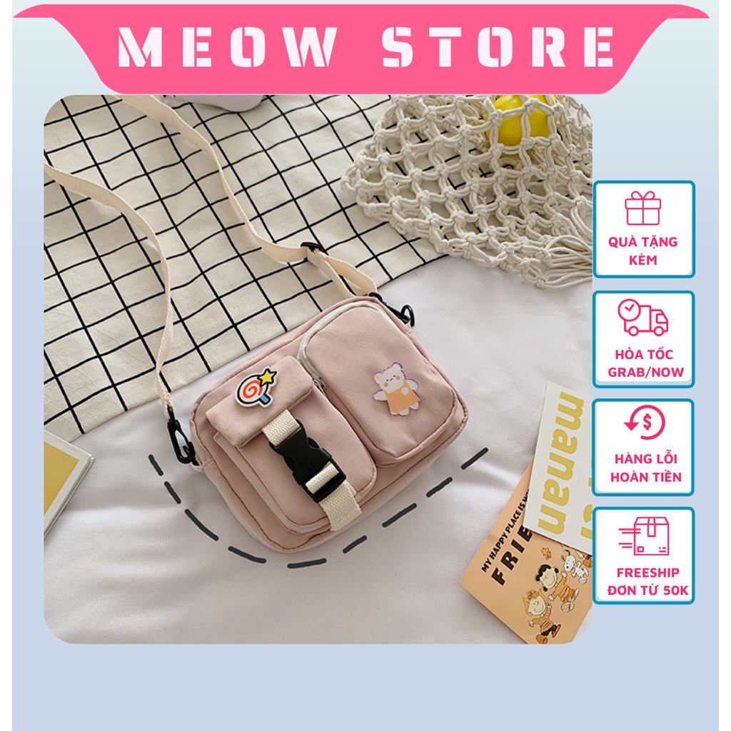 Túi đeo chéo nữ nhỏ dễ thương đeo vai 2 hộp học sinh sinh viên phong cách Harajuku MEOW STORE TDC01