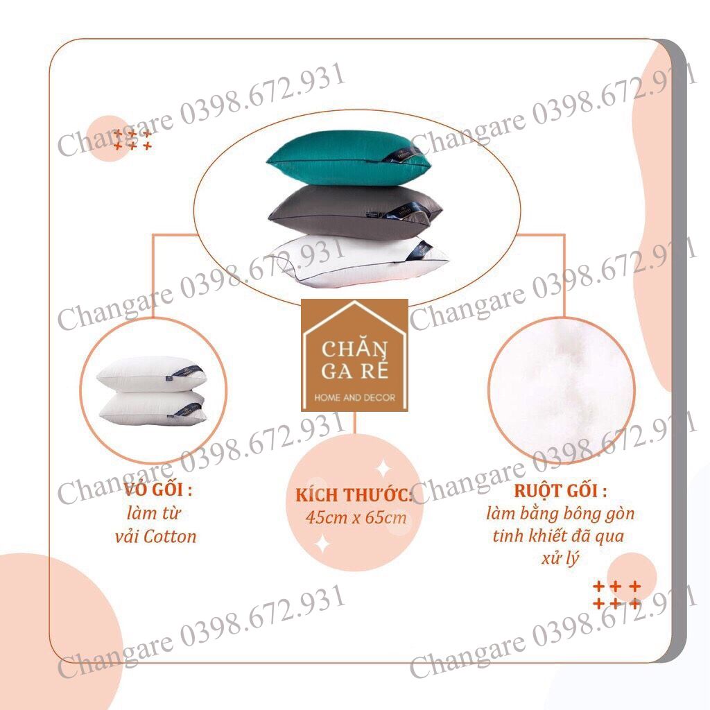 Ruột gối nằm ruột gối bông gòn thương hiệu H.I.N.T.OL kích thước 45x65cm