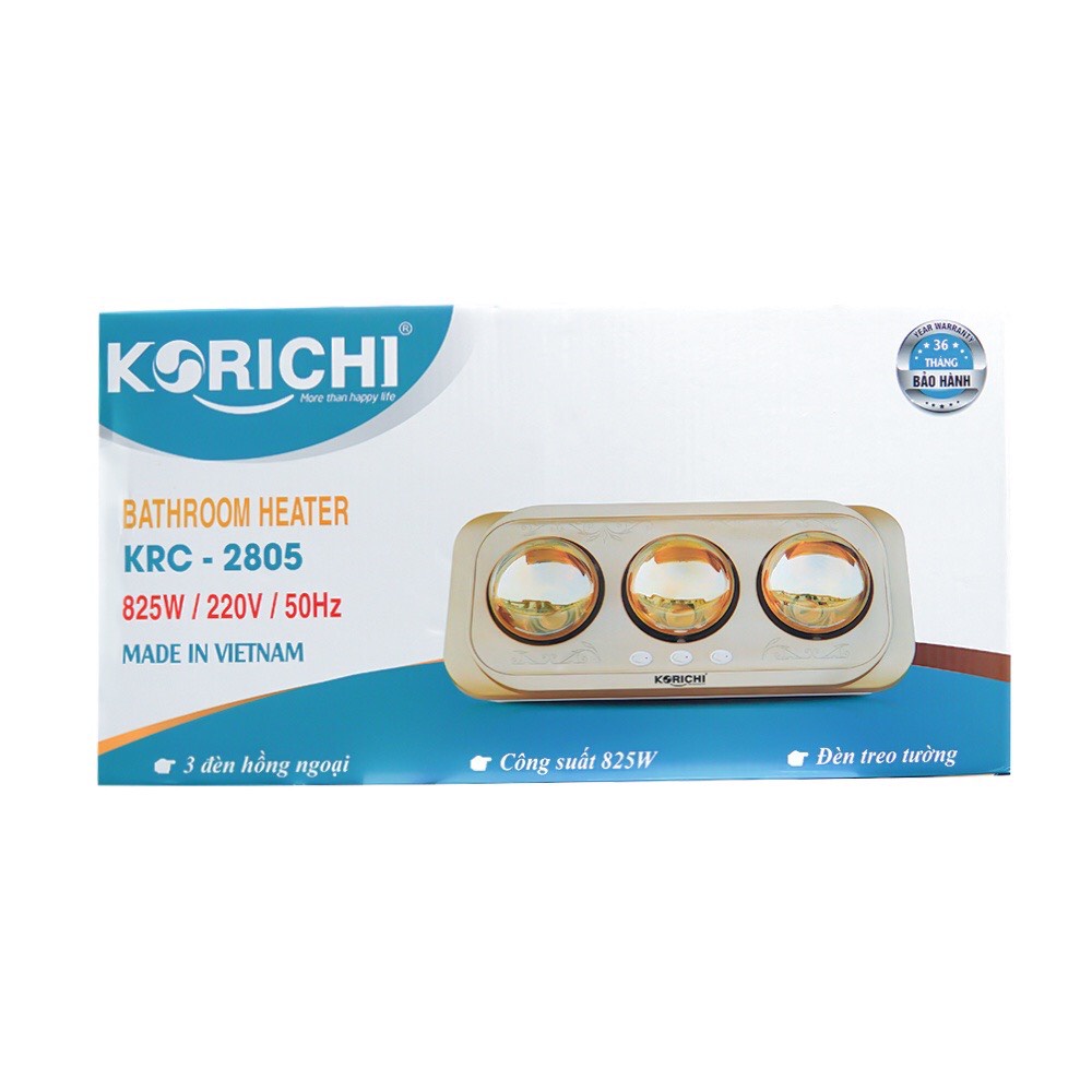 . Đèn sưởi nhà tắm Korichi-KRC 2805 hàng xịn loại 1, không chói mắt,  nhựa sáng bóng chống chảy