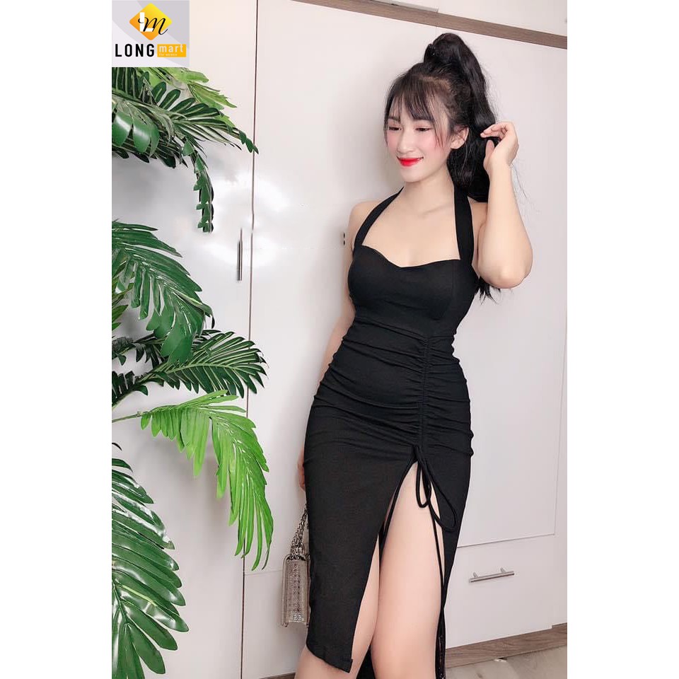 Đầm Ôm Body Dây Rút Cột Cổ Cao Cấp