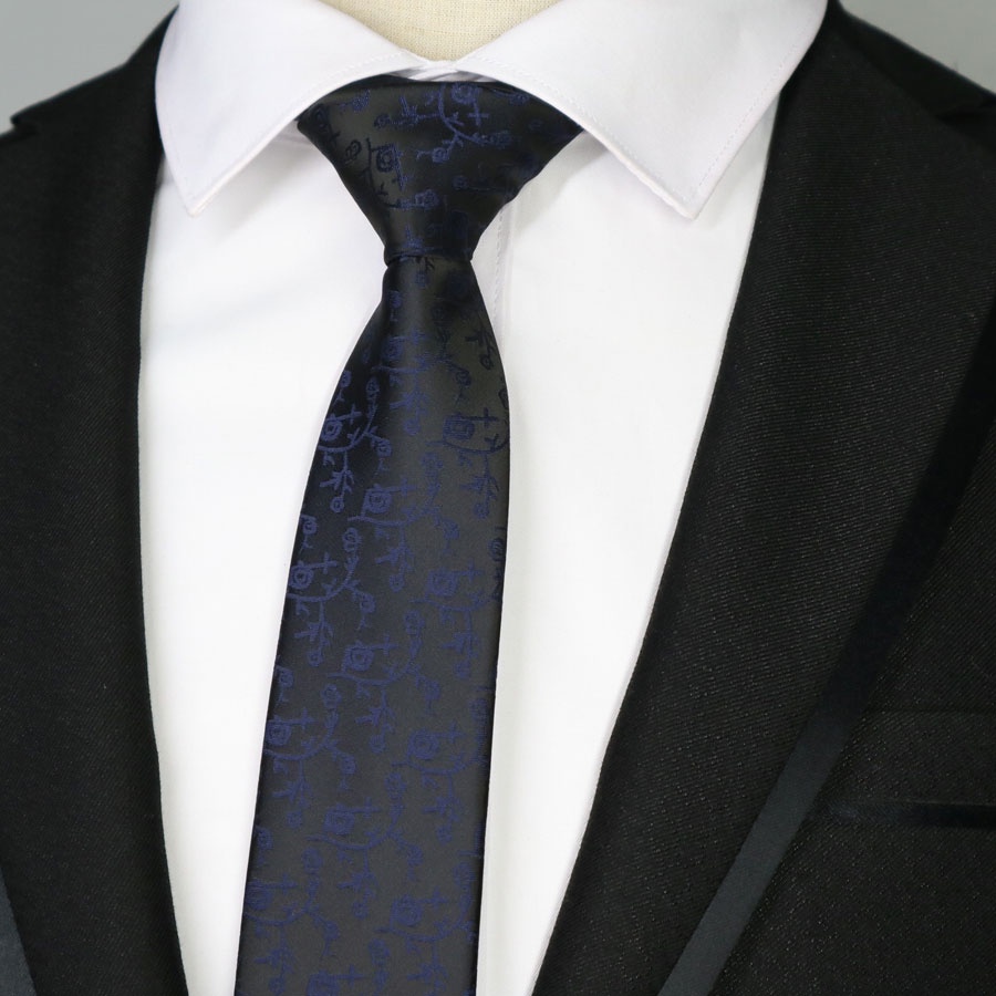 Cà Vạt Lụa Polyester Mỏng 6CM Màu Đen Thanh Lịch Cho Nam