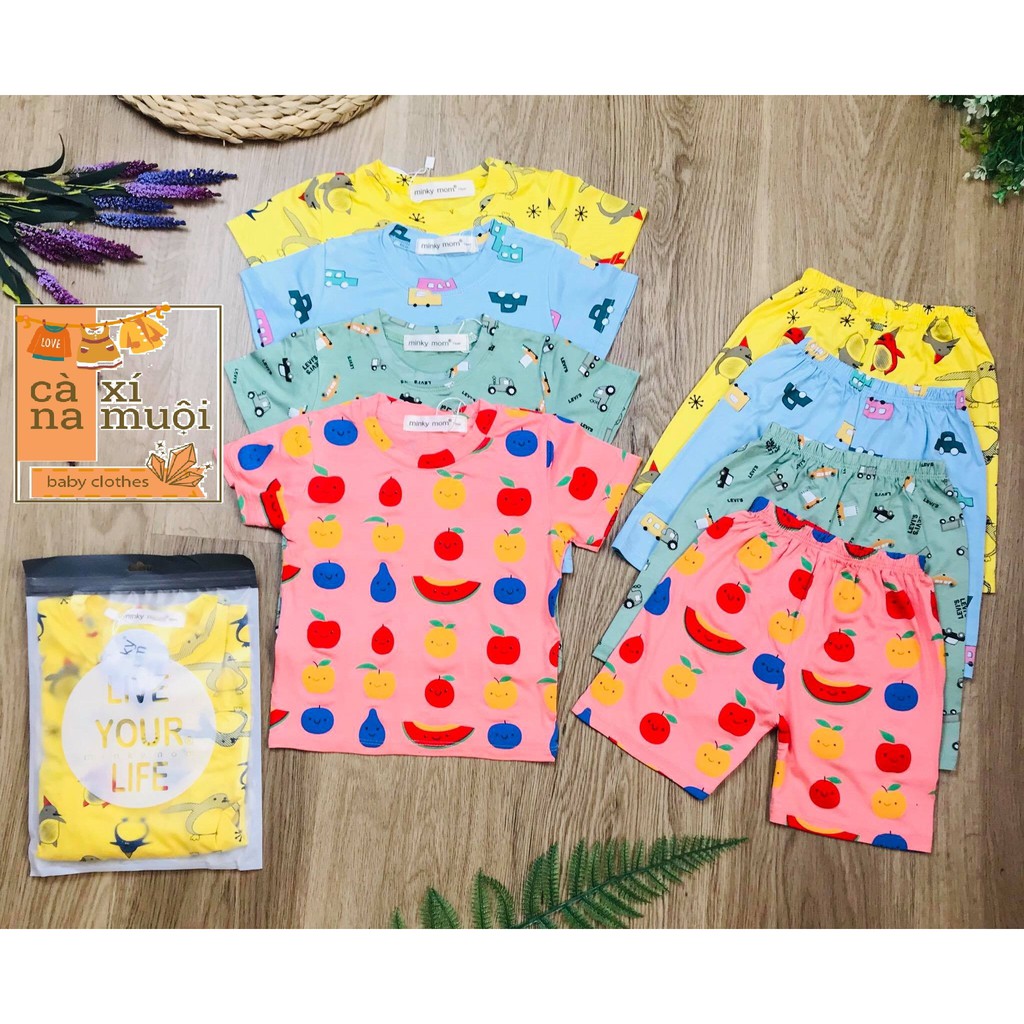 Bộ Minky Mom Cộc TayFREE SHIP  Hàng Chuẩn Thun Lạnh Hoạ Tiết Cao Cấp Cộc Tay Dể Thương Cho Bé Gái Bé Trai, Đủ Màu