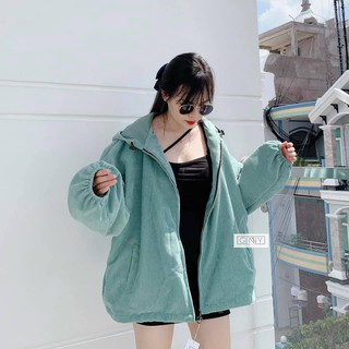 Áo khoác nhung tăm xanh mint siêu xinh