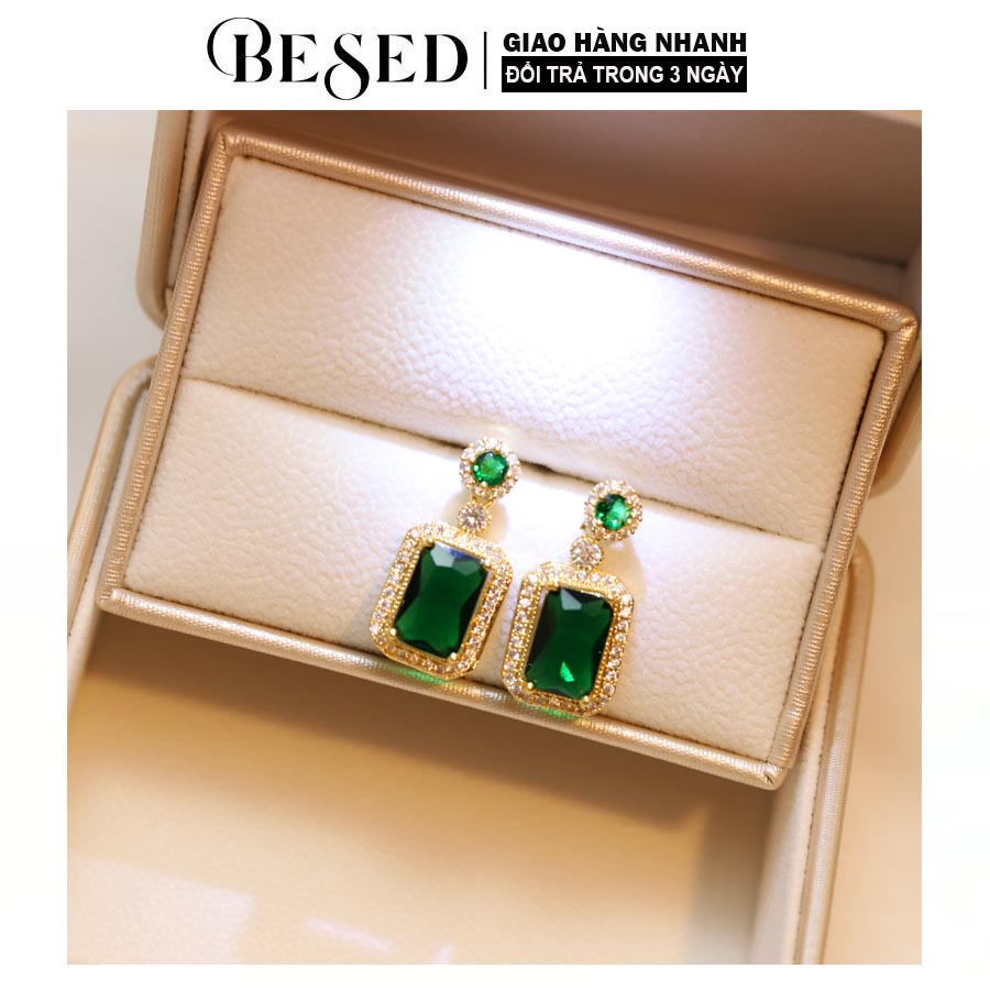 Set combo bộ trang sức dây chuyền khuyên tai nhẫn đính đá nữ thanh lịch phong cách nữ tính duyên dáng dự tiệc BESED DC2