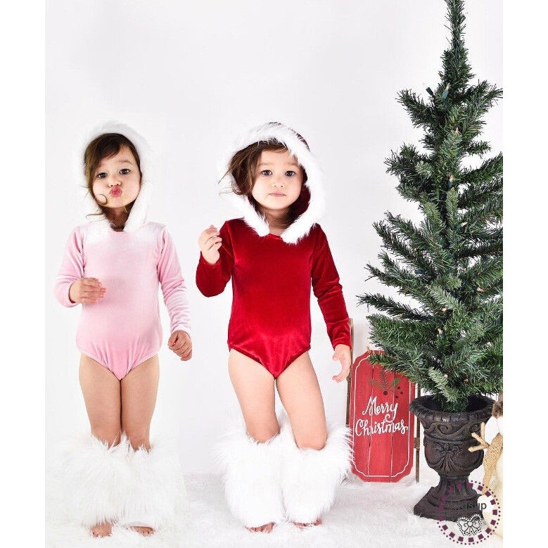 ✸ღ✸Cute Velvet Baby Infant Girl Romper Hooded Jumpsuit Bodysuit Outfits Clothes Xmas | BigBuy360 - bigbuy360.vn
