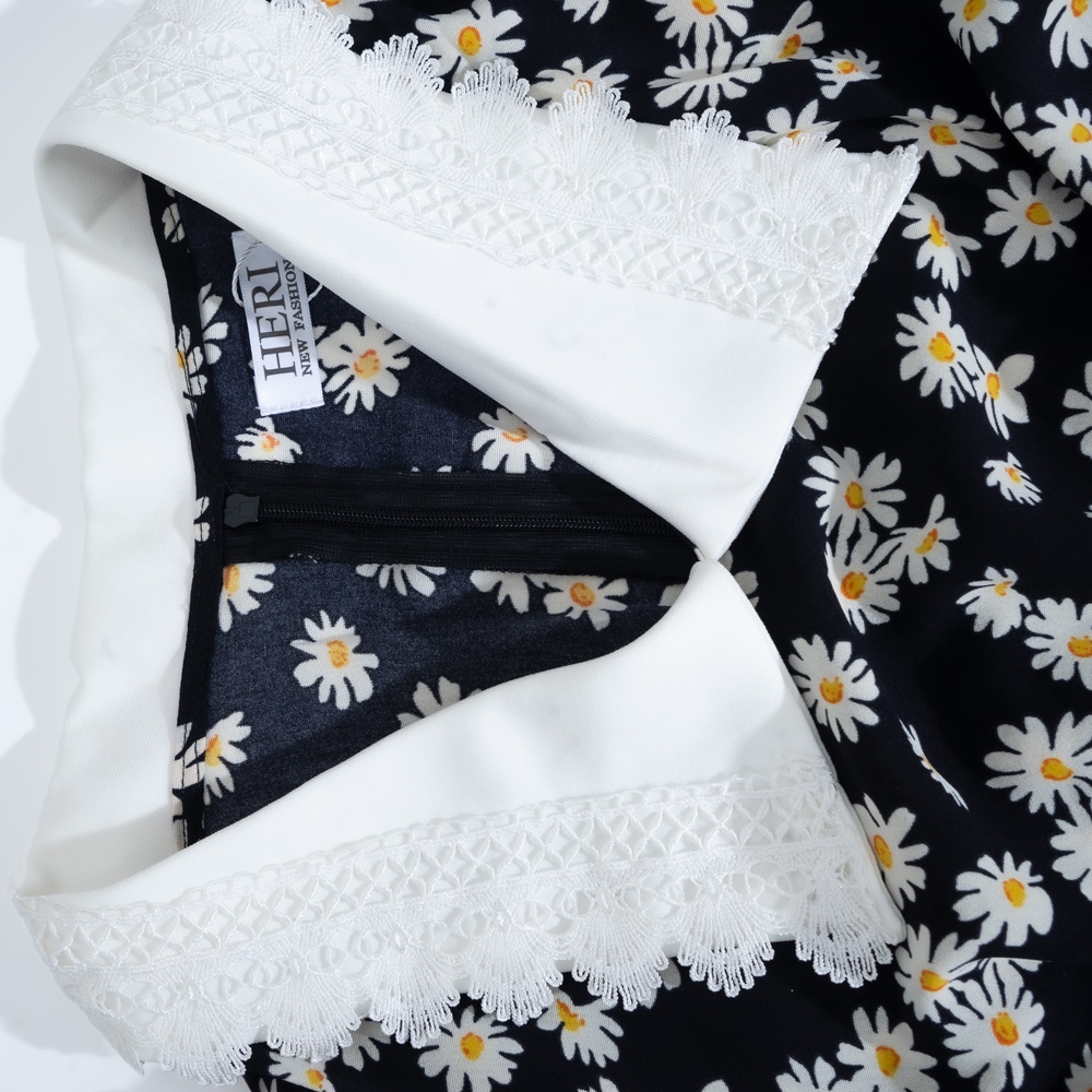 Váy hoa nhí, đầm maxi hoa nhí HECCI phối cổ ren dáng xòe nữ tính V72