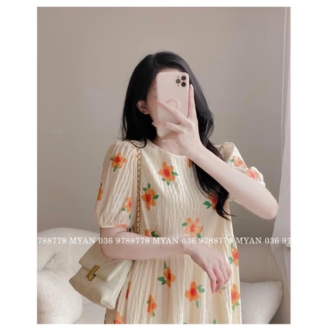 Đầm bầu _ váy bầu dáng babydoll  điểm hoạ tiết sang chảnh