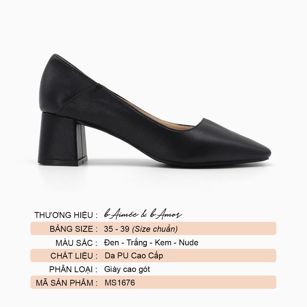 Mặc gì đẹp: Tinh tế với Giày cao gót nữ đế vuông cao 5p mũi vuông thời trang công sở hàn quốc đẹp cao cấp bAimée & bAmor - MS1676