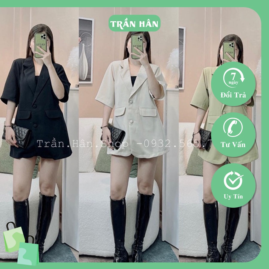 Áo vest nữ tay ngắn cổ vest nút bọc thời trang mặc đi học đi làm siêu xinhITrần Hân Shop 2005896