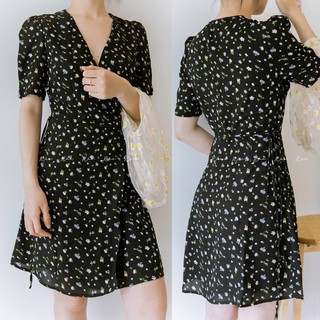 Đầm hoa nhí dáng quấn thắt eo nữ - vn70