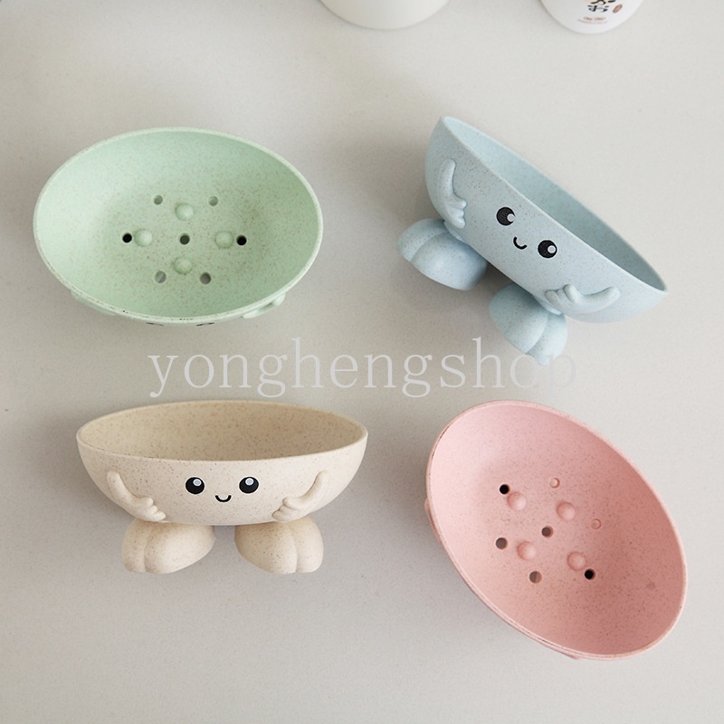 Khay Đựng Xà Phòng Bằng Chất Liệu Rơm Lúa Mì Họa Tiết Hoạt Hình Chống Trượt Tiện Dụng